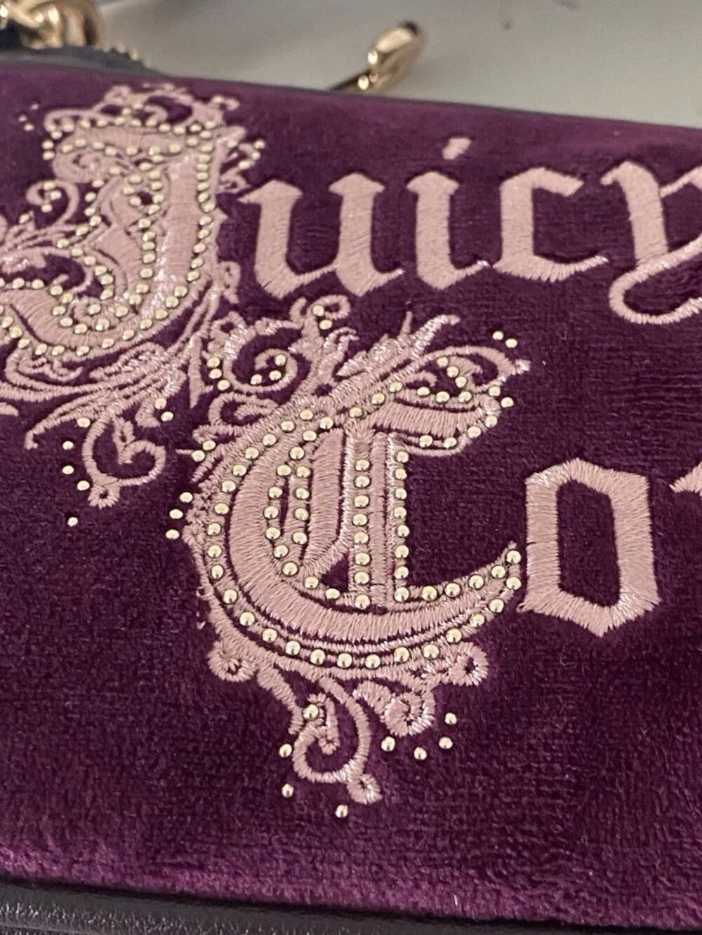 Juicy Couture Juicy Renaissance Shoulder Bag Pickled Beet W/Charm Crown Velvet
